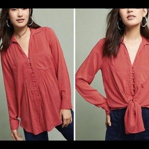 Anthropologie Maeve Matilda red polka dot blouse